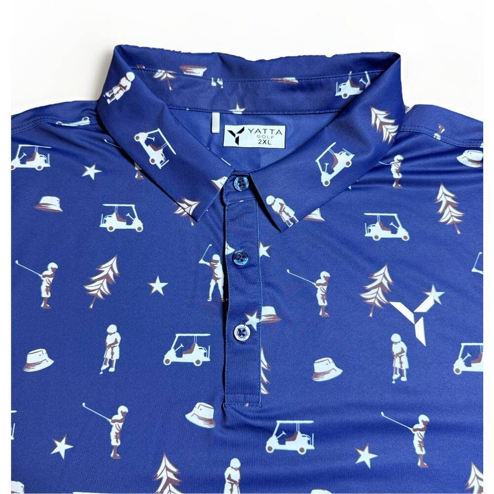 Yatta Golf Mens 2XL Blue Navy Performance Stretch Polo Short Sleeve